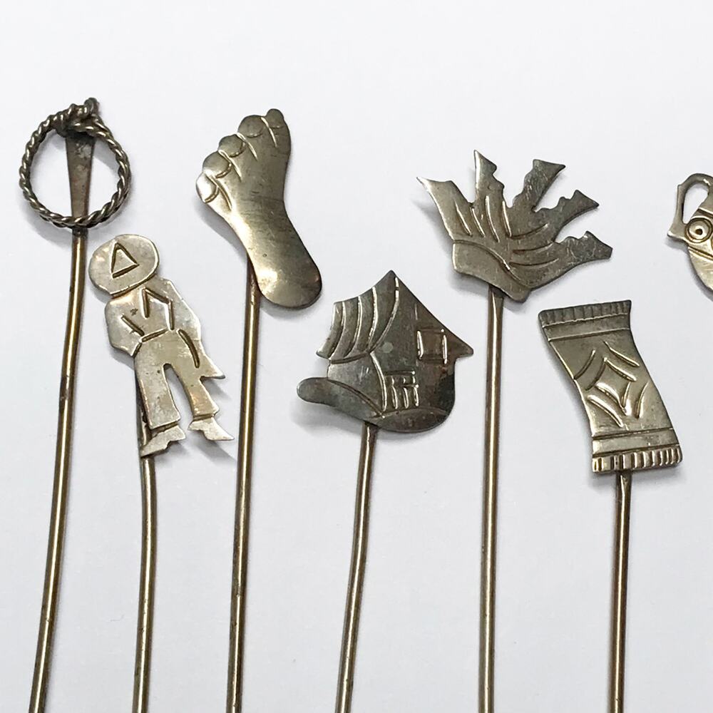 VTG 12 Vintage Sterling Silver Mexican Appetizer Cocktail Hors D'oeuvres Forks - Picture 6 of 13